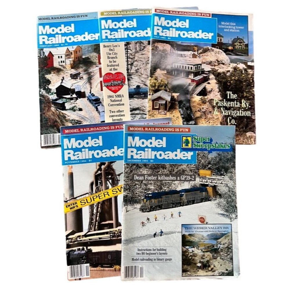 Vintage Model Railroader Magazine Lot of 5 Issues FEB JUN JUL NOV DEC 1984